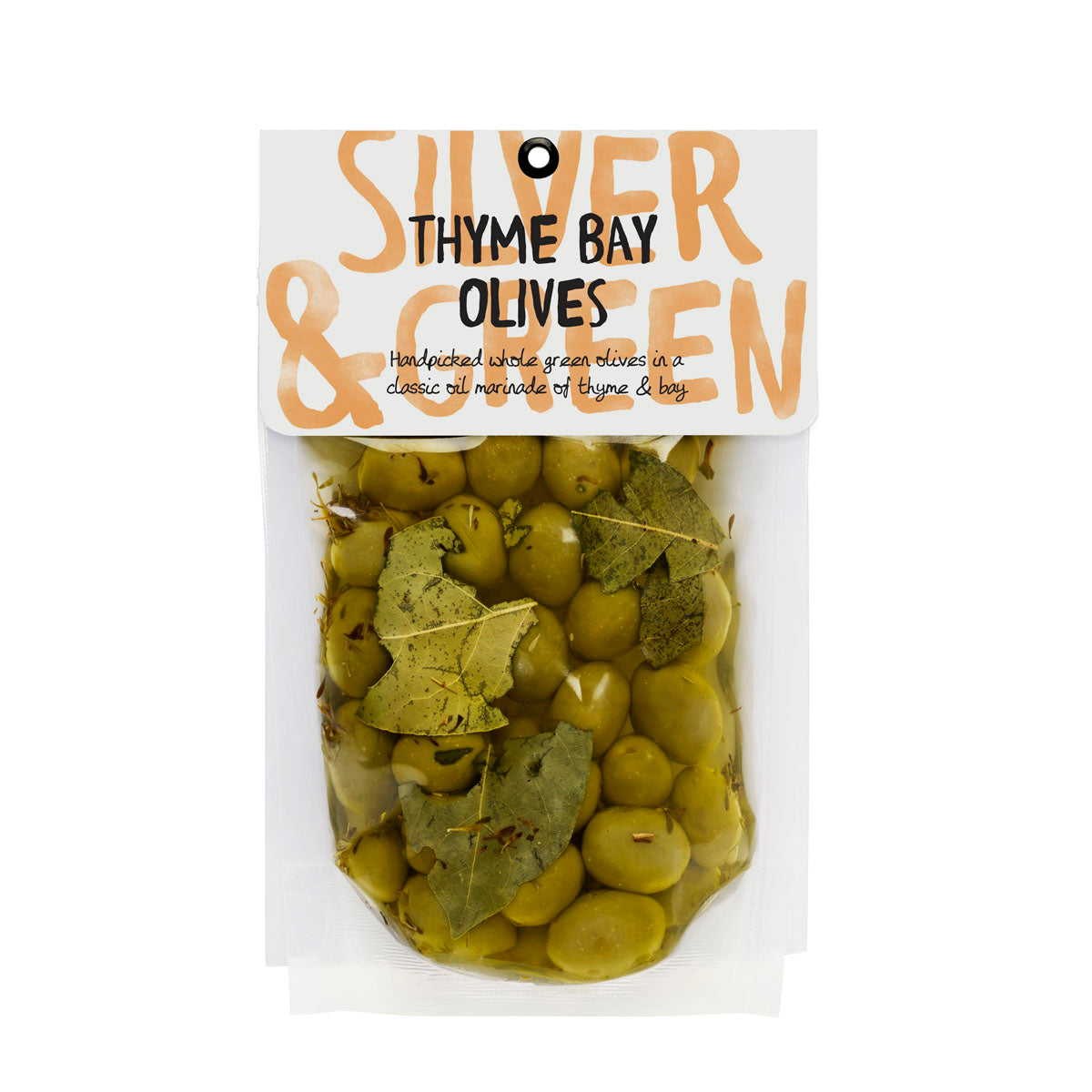 Silver &amp; Green Thyme Bay Green Olives